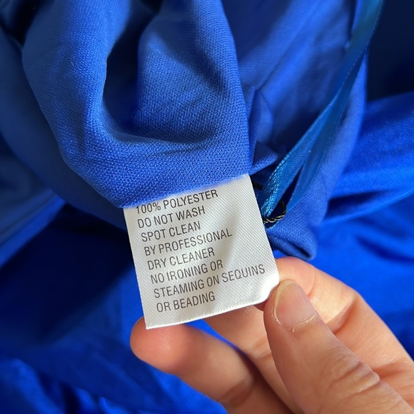 Ieena for Mac Duggal Jersey Plunge Neck Evening Gown in Royal Size 6 - Picture 11 of 12